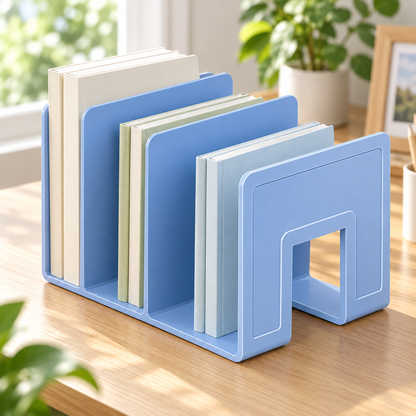Blue Four-Compartment Book Organizer