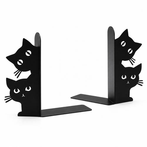 Black Double Cat Bookend Set