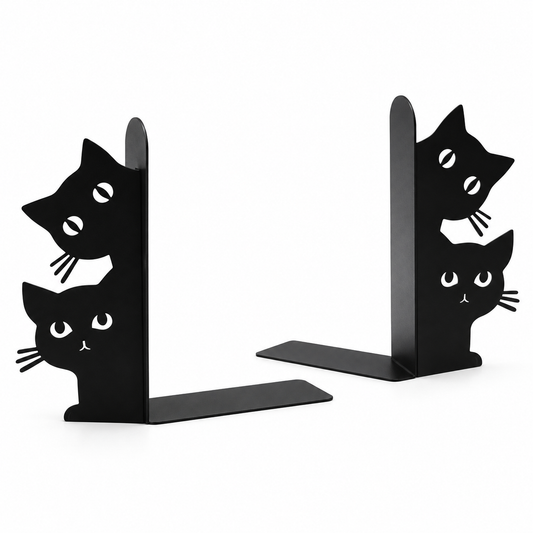 Black Double Cat Bookend Set