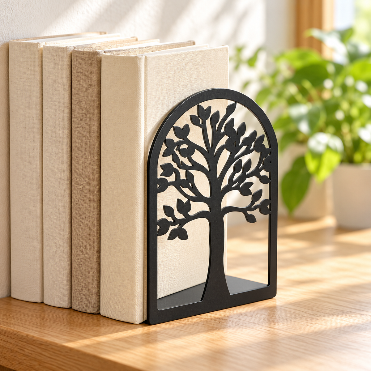 Black Tree Cutout Bookend Set