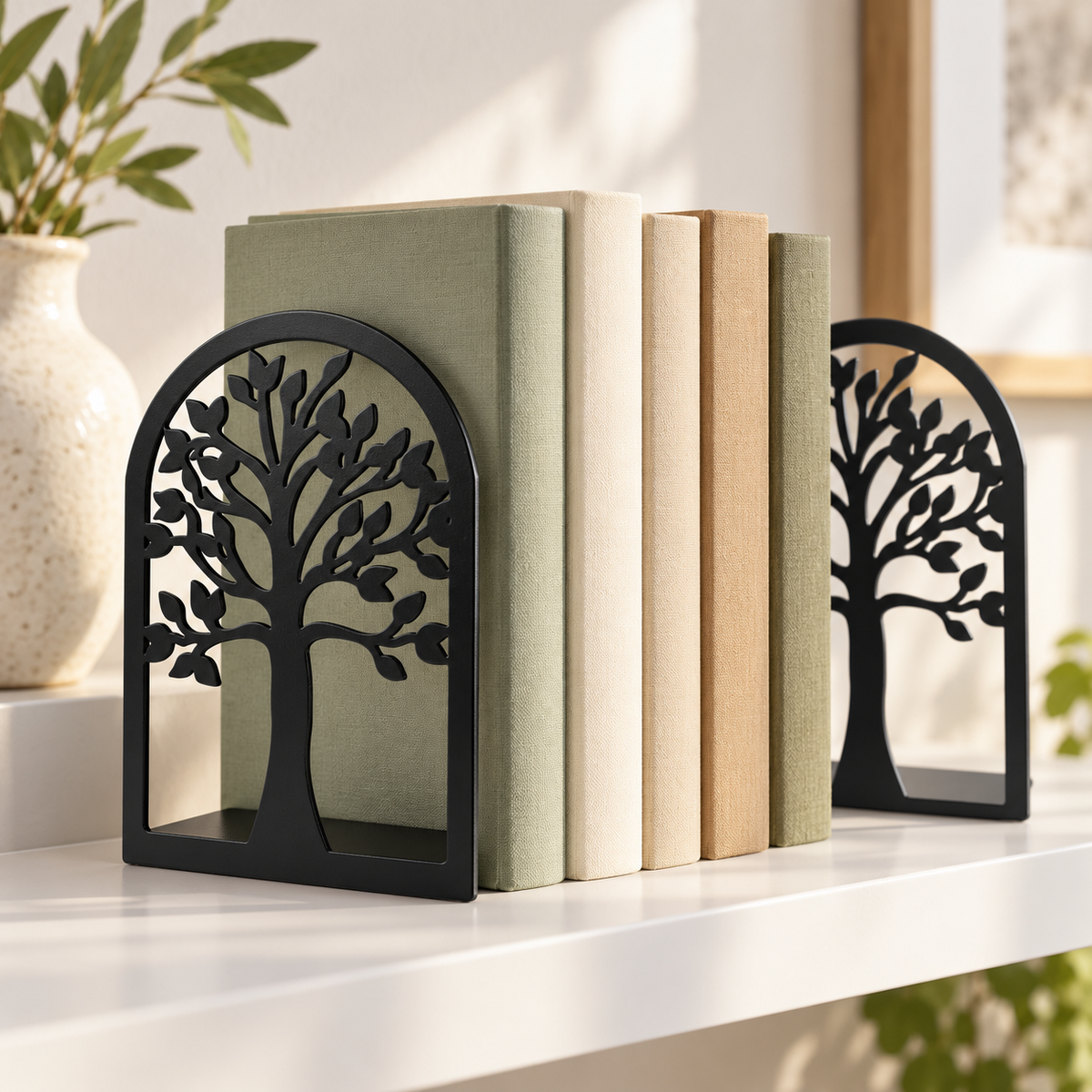 Black Tree Cutout Bookend Set