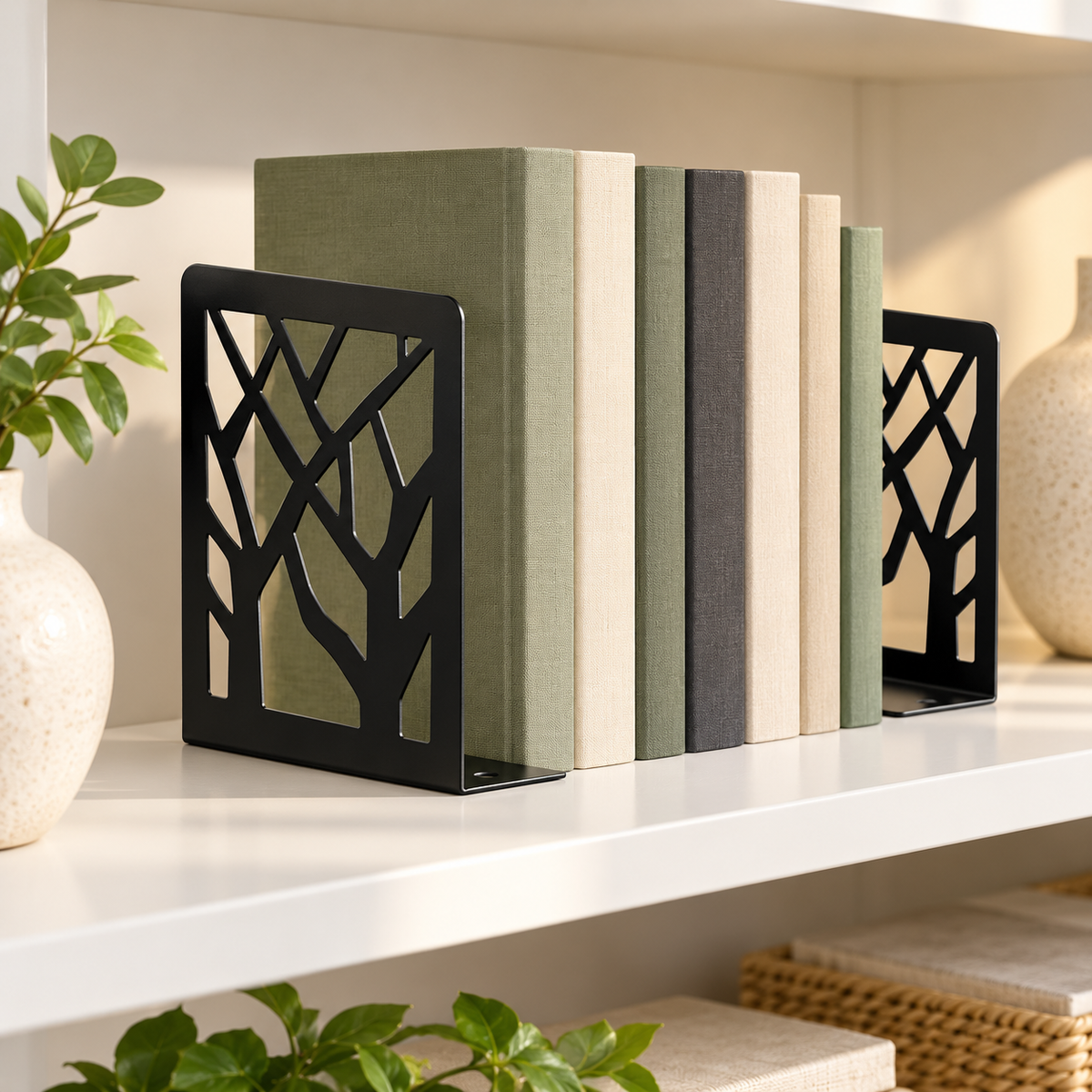 Artboard 1 Black Tree Cutout Bookends