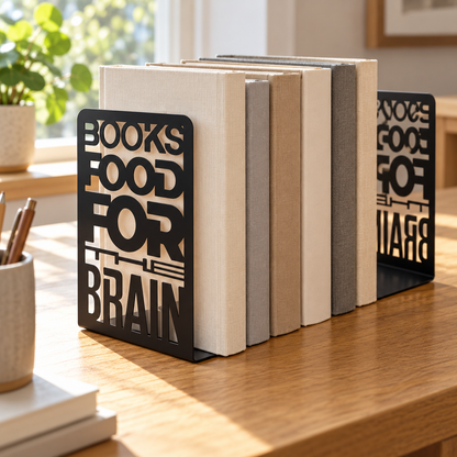 Black B011 Metal Bookend Set