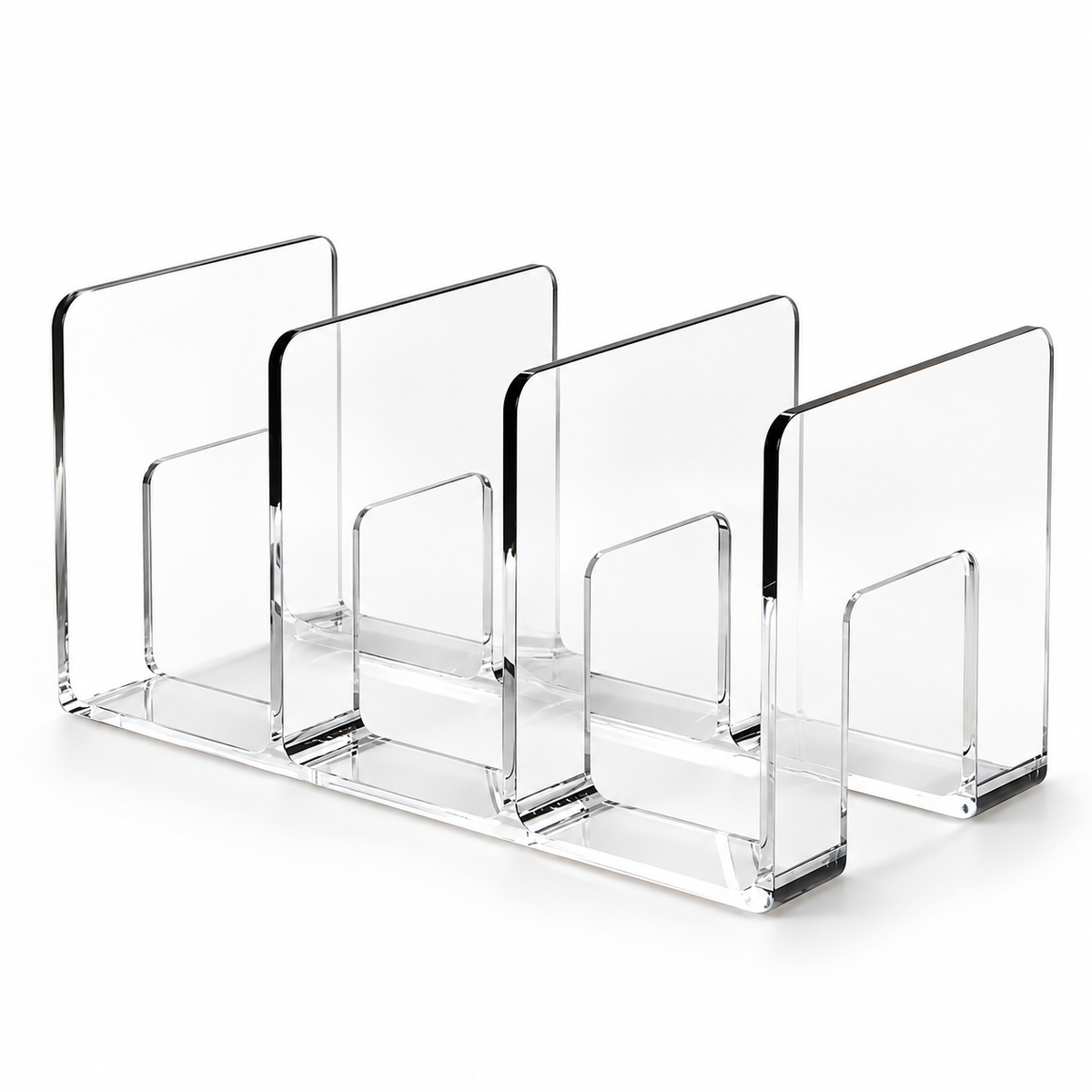 Clear Three-Compartment Book Organizer