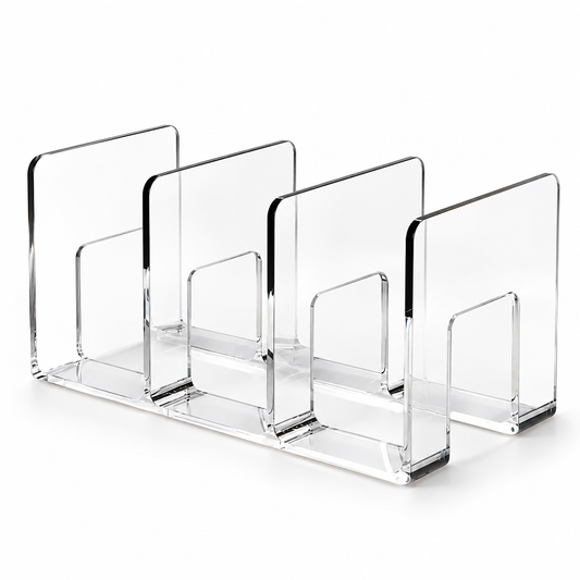 Clear Three-Compartment Book Organizer