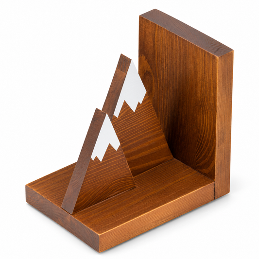 Wooden Mountain Bookend Set