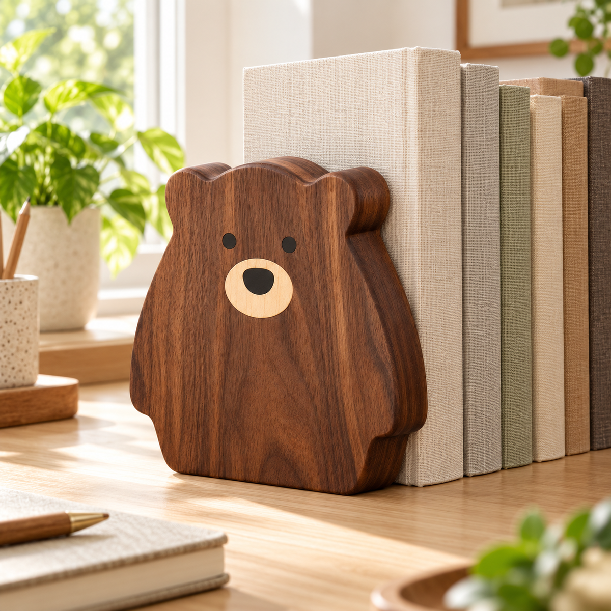 Wooden Bear Bookend