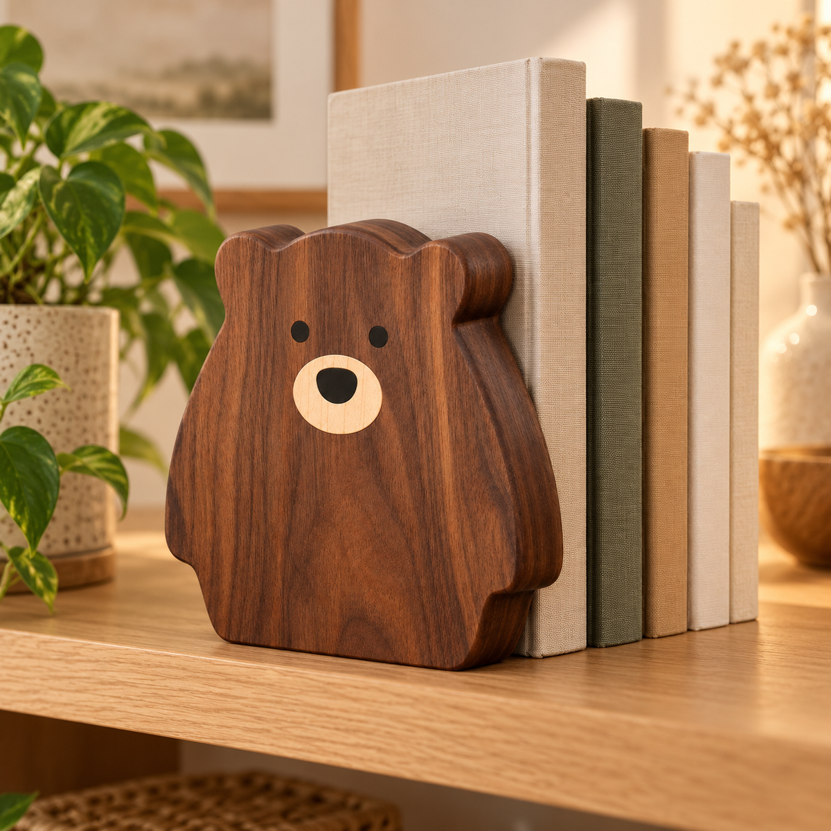 Wooden Bear Bookend