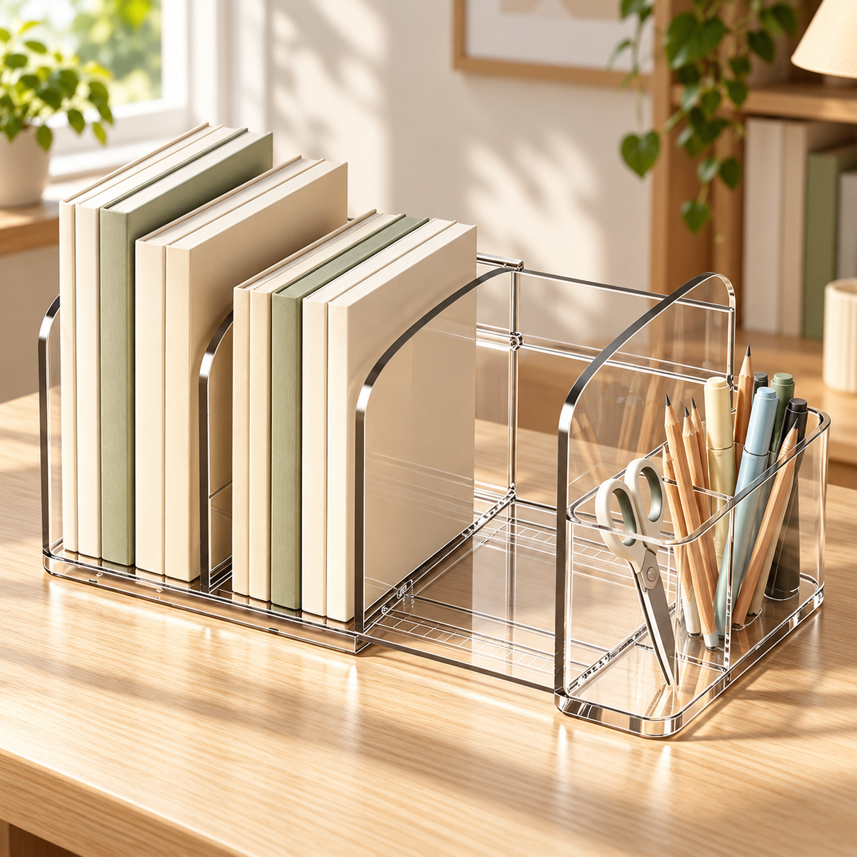 Clear Expandable Desktop Bookshelf