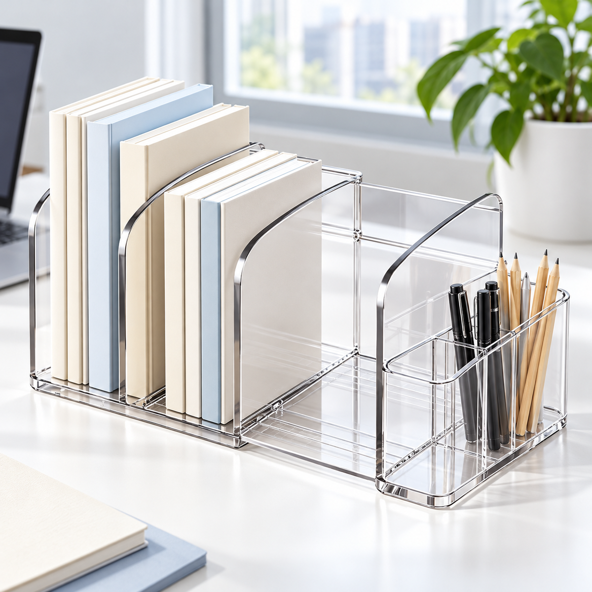 Clear Expandable Desktop Bookshelf